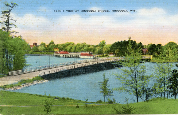 Scenic View at Minocqua Bridge, Minocqua, WI [Postcard]