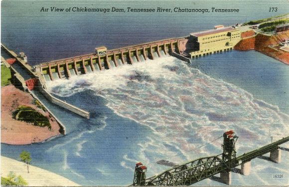 Air View of Chickamauga Dam, Tennessee River, Chattanooga, TN [Postcard]