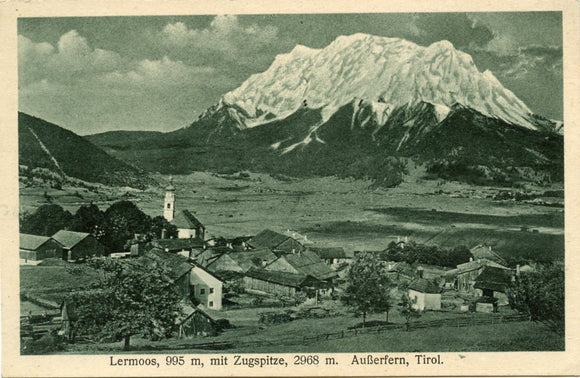 Lermoos, 995 m, mit Zugspitze, 2968 m. Aussberfern, Tirol [Postcard]