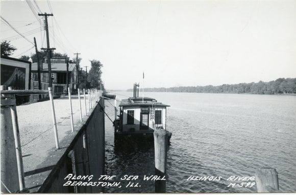 Along the Sea Wall, Illinois River, Beardstown, IL [Postcard]