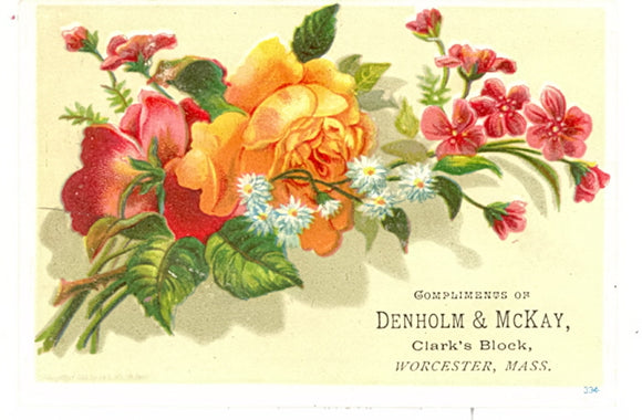T. D. Bailey & Co., Perfumers, Compliments of Denholm & McKay, Clark's Block, Worcester, Mass. - Carey's Emporium