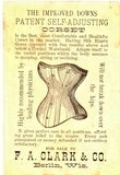 Downs Patent Self-Adjusting Corset, For Sale by F. A. Clark & Co., Berlin, Wis. - Carey's Emporium